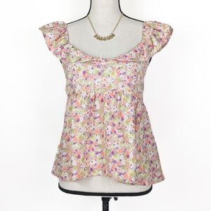🦋LAST🦋 NWT Mine Multicolor Ruffle Strap Floral Top